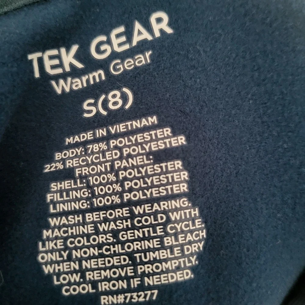 Tek Gear Size Small 8 Youth Kids Unisex Hooded Warm Gear Puffer Jacket Blue